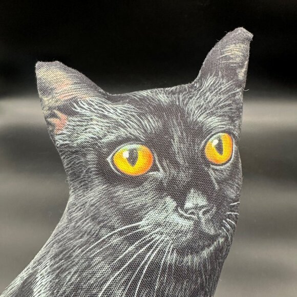 Black Cat Throw Pillow Stuffed Animal Creepy Halloween Bombay Kitty Decorative - Picture 5 of 10